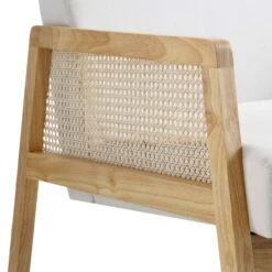 Fyne Beige Fabric Natural Frame Rattan Armchair -FINZ Furniture Shop ACH 608 BEIGEFAB NAT detail2