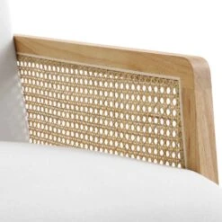 Fyne Beige Fabric Natural Frame Rattan Armchair -FINZ Furniture Shop ACH 608 BEIGEFAB NAT detail3