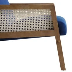 Fyne Navy Blue Velvet Walnut Frame Rattan Armchair 25 Fyne Navy Blue Velvet Walnut Frame Rattan Armchair -FINZ Furniture Shop ACH 608 NAVYVEL WALN detail4