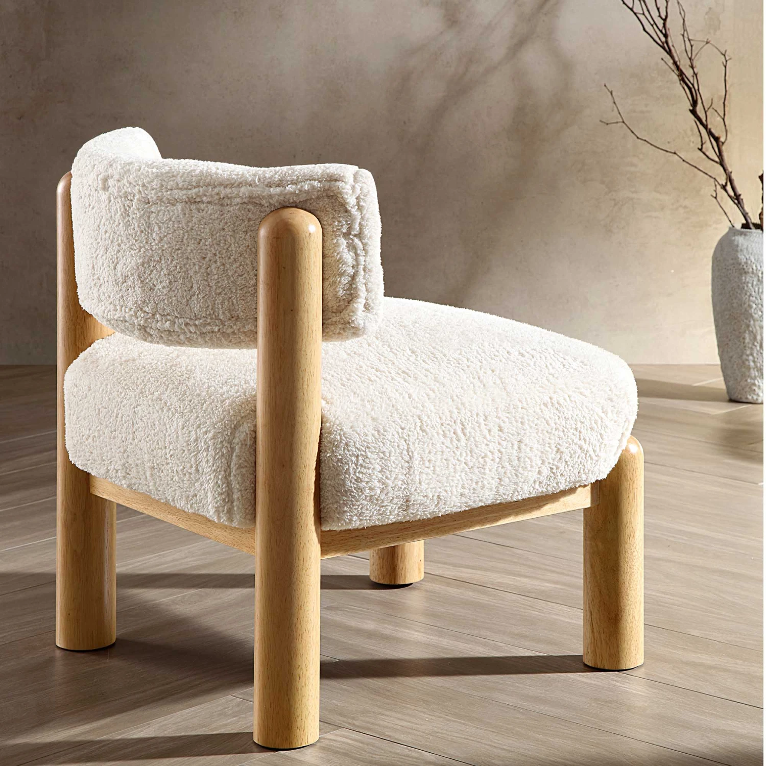 Okja Ecru Sherpa Faux Shearling Accent Chair 4 Okja Ecru Sherpa Faux Shearling Accent Chair - Image 2
