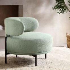 Penn Sage Green Boucle Wing Back Accent Chair -FINZ Furniture Shop ACH 750 GREEN BOUCLE scene2