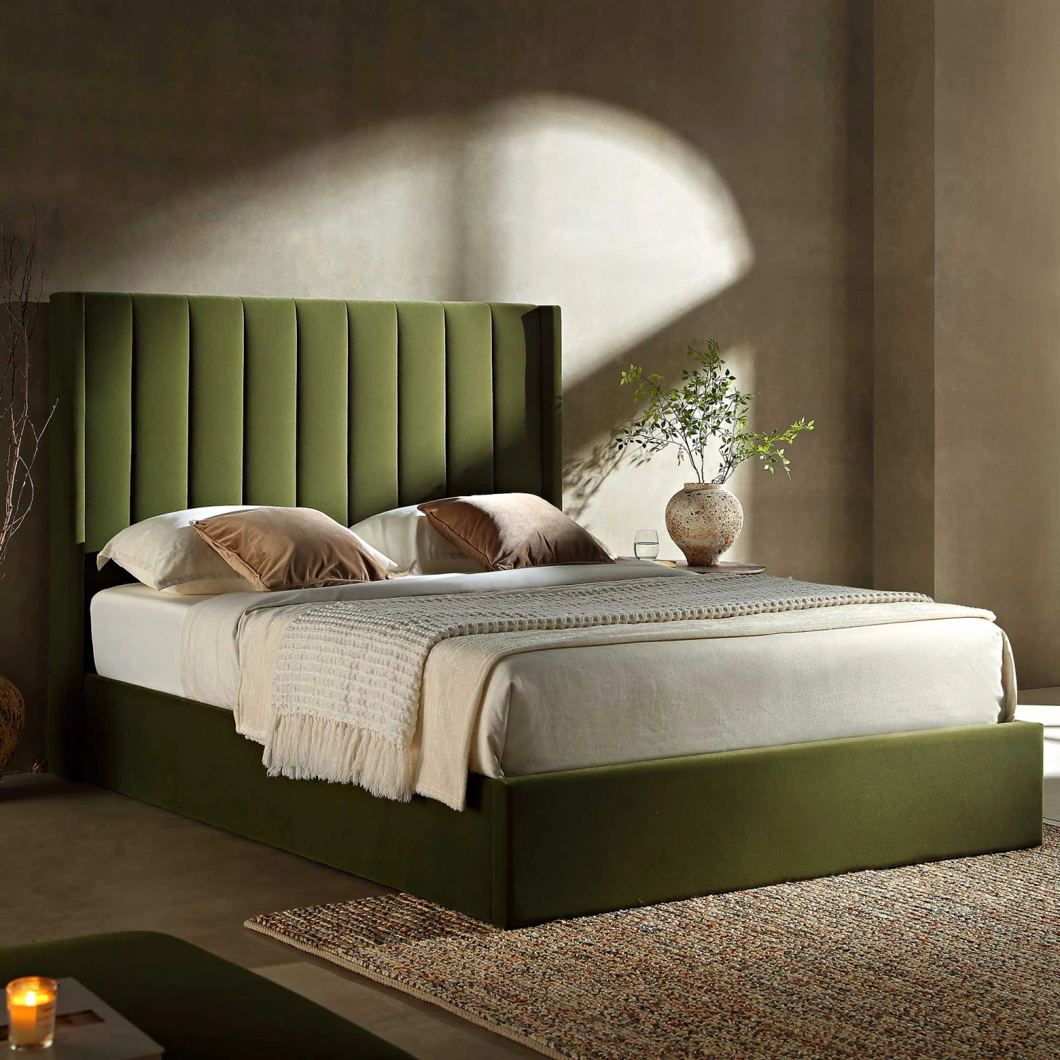 Wilton Moss Green Velvet Ottoman Storage Bed 3 Wilton Moss Green Velvet Ottoman Storage Bed