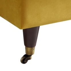Brigette Mustard Velvet Armchair With Antique Brass Castor Legs -FINZ Furniture Shop AYSF 010 MUSTARD VEL 1ST detail4