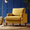 Brigette Mustard Velvet Armchair With Antique Brass Castor Legs 2 Brigette Mustard Velvet Armchair With Antique Brass Castor Legs -FINZ Furniture Shop AYSF 010 MUSTARD VEL 1ST main