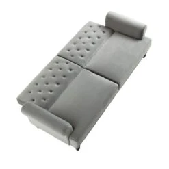 Hanney 3-Seater Chesterfield Sofabed In Grey Velvet 26 Hanney 3-Seater Chesterfield Sofabed In Grey Velvet -FINZ Furniture Shop AYSF 011 GREY VEL WB5