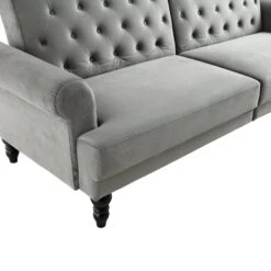 Hanney 3-Seater Chesterfield Sofabed In Grey Velvet 33 Hanney 3-Seater Chesterfield Sofabed In Grey Velvet -FINZ Furniture Shop AYSF 011 GREY VEL detail1