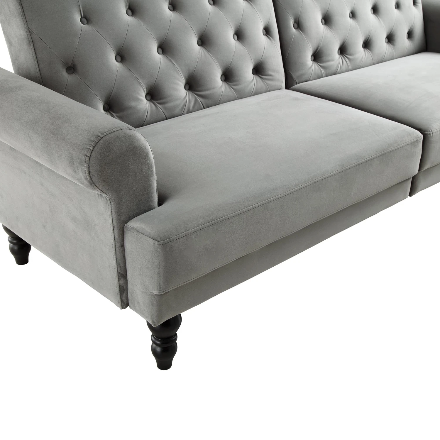 Hanney 3-Seater Chesterfield Sofabed In Grey Velvet 16 Hanney 3-Seater Chesterfield Sofabed In Grey Velvet - Image 14