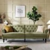 Hanney 3-Seater Chesterfield Sofabed In Moss Green Velvet 2 Hanney 3-Seater Chesterfield Sofabed In Moss Green Velvet -FINZ Furniture Shop AYSF 011 MOSSGREEN VEL scene1