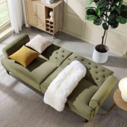 Hanney 3-Seater Chesterfield Sofabed In Moss Green Velvet 21 Hanney 3-Seater Chesterfield Sofabed In Moss Green Velvet -FINZ Furniture Shop AYSF 011 MOSSGREEN VEL scene2