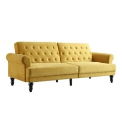 Hanney 3-Seater Chesterfield Sofabed In Mustard Yellow Velvet 31 Hanney 3-Seater Chesterfield Sofabed In Mustard Yellow Velvet -FINZ Furniture Shop AYSF 011 MUSTARD VEL WB2
