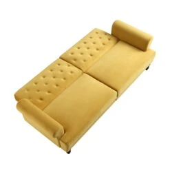Hanney 3-Seater Chesterfield Sofabed In Mustard Yellow Velvet 34 Hanney 3-Seater Chesterfield Sofabed In Mustard Yellow Velvet -FINZ Furniture Shop AYSF 011 MUSTARD VEL WB5