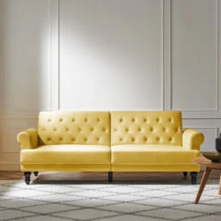 Hanney 3-Seater Chesterfield Sofabed In Mustard Yellow Velvet 25 Hanney 3-Seater Chesterfield Sofabed In Mustard Yellow Velvet -FINZ Furniture Shop AYSF 011 MUSTARD VEL main