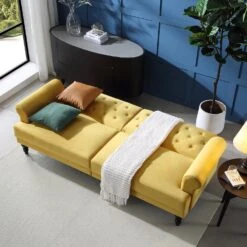Hanney 3-Seater Chesterfield Sofabed In Mustard Yellow Velvet 24 Hanney 3-Seater Chesterfield Sofabed In Mustard Yellow Velvet -FINZ Furniture Shop AYSF 011 MUSTARD VEL scene2 8aaca46c 3a31 40d0 94f7 71fef09c225c