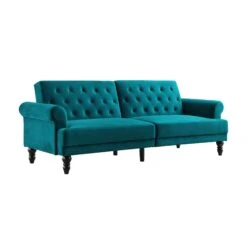 Hanney 3-Seater Chesterfield Sofabed In Teal Velvet 24 Hanney 3-Seater Chesterfield Sofabed In Teal Velvet -FINZ Furniture Shop AYSF 011 TEAL VEL WB2
