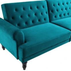 Hanney 3-Seater Chesterfield Sofabed In Teal Velvet 33 Hanney 3-Seater Chesterfield Sofabed In Teal Velvet -FINZ Furniture Shop AYSF 011 TEAL VEL detail1