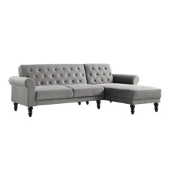 Hanney Chesterfield Chaise Sofabed In Grey Velvet -FINZ Furniture Shop AYSF 012 GREY VEL WB1 70c0ed8e 6a5e 4860 8895 fa29e03beec6