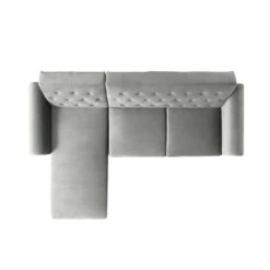 Hanney Chesterfield Chaise Sofabed In Grey Velvet -FINZ Furniture Shop AYSF 012 GREY VEL WB7