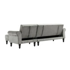 Hanney Chesterfield Chaise Sofabed In Grey Velvet -FINZ Furniture Shop AYSF 012 GREY VEL WB9