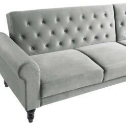 Hanney Chesterfield Chaise Sofabed In Grey Velvet -FINZ Furniture Shop AYSF 012 GREY VEL detail1
