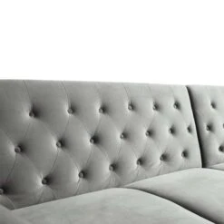 Hanney Chesterfield Chaise Sofabed In Grey Velvet -FINZ Furniture Shop AYSF 012 GREY VEL detail2