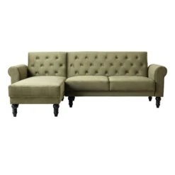 Hanney Chesterfield Chaise Sofabed In Moss Green Velvet 23 Hanney Chesterfield Chaise Sofabed In Moss Green Velvet -FINZ Furniture Shop AYSF 012 MOSSGREEN VEL WB1