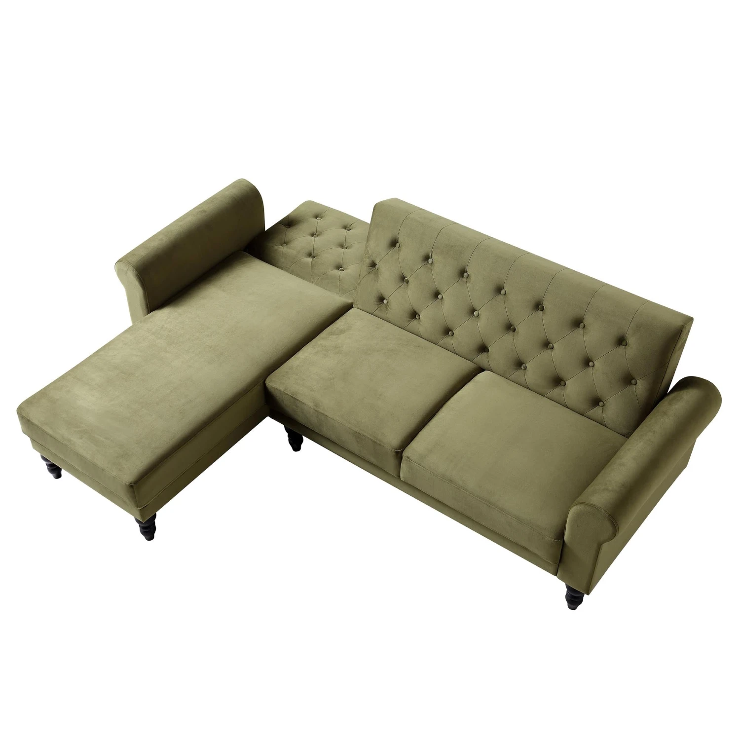 Hanney Chesterfield Chaise Sofabed In Moss Green Velvet 10 Hanney Chesterfield Chaise Sofabed In Moss Green Velvet - Image 8