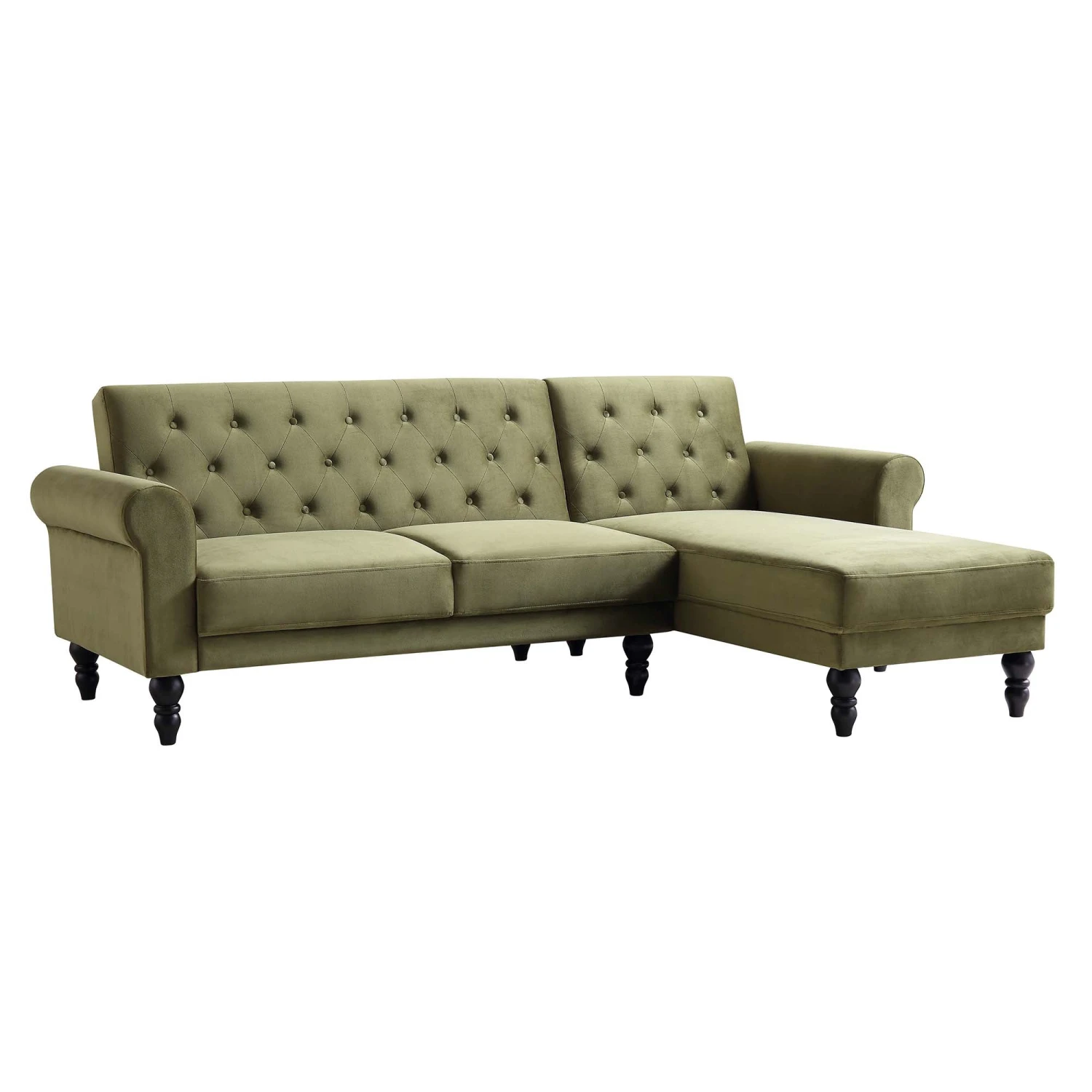 Hanney Chesterfield Chaise Sofabed In Moss Green Velvet 14 Hanney Chesterfield Chaise Sofabed In Moss Green Velvet - Image 12