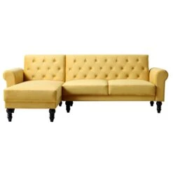 Hanney Chesterfield Chaise Sofabed In Mustard Yellow Velvet 23 Hanney Chesterfield Chaise Sofabed In Mustard Yellow Velvet -FINZ Furniture Shop AYSF 012 MUSTARD VEL WB1