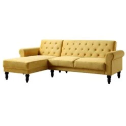 Hanney Chesterfield Chaise Sofabed In Mustard Yellow Velvet 25 Hanney Chesterfield Chaise Sofabed In Mustard Yellow Velvet -FINZ Furniture Shop AYSF 012 MUSTARD VEL WB2