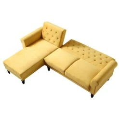 Hanney Chesterfield Chaise Sofabed In Mustard Yellow Velvet 28 Hanney Chesterfield Chaise Sofabed In Mustard Yellow Velvet -FINZ Furniture Shop AYSF 012 MUSTARD VEL WB4