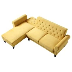 Hanney Chesterfield Chaise Sofabed In Mustard Yellow Velvet 29 Hanney Chesterfield Chaise Sofabed In Mustard Yellow Velvet -FINZ Furniture Shop AYSF 012 MUSTARD VEL WB6