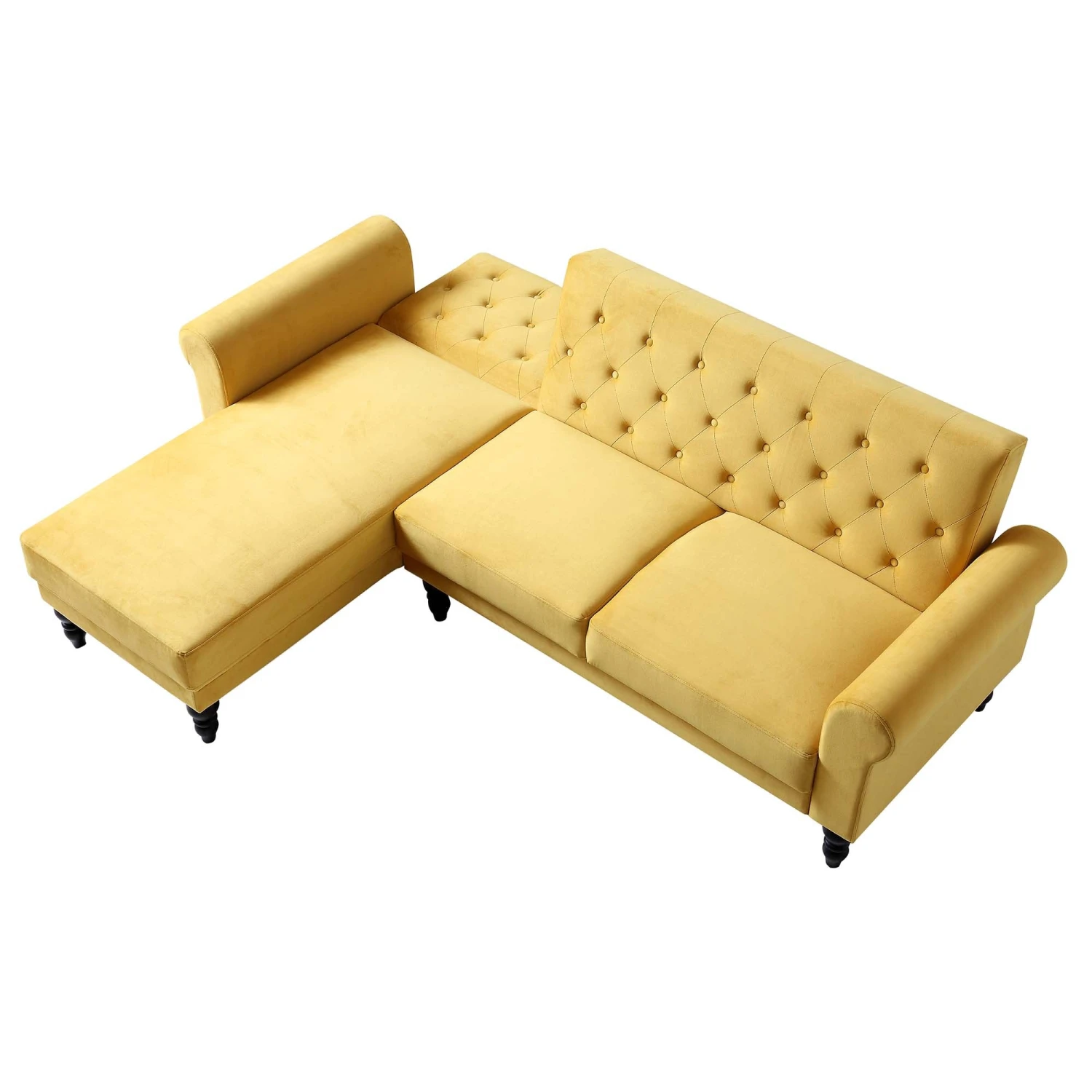 Hanney Chesterfield Chaise Sofabed In Mustard Yellow Velvet 12 Hanney Chesterfield Chaise Sofabed In Mustard Yellow Velvet - Image 10