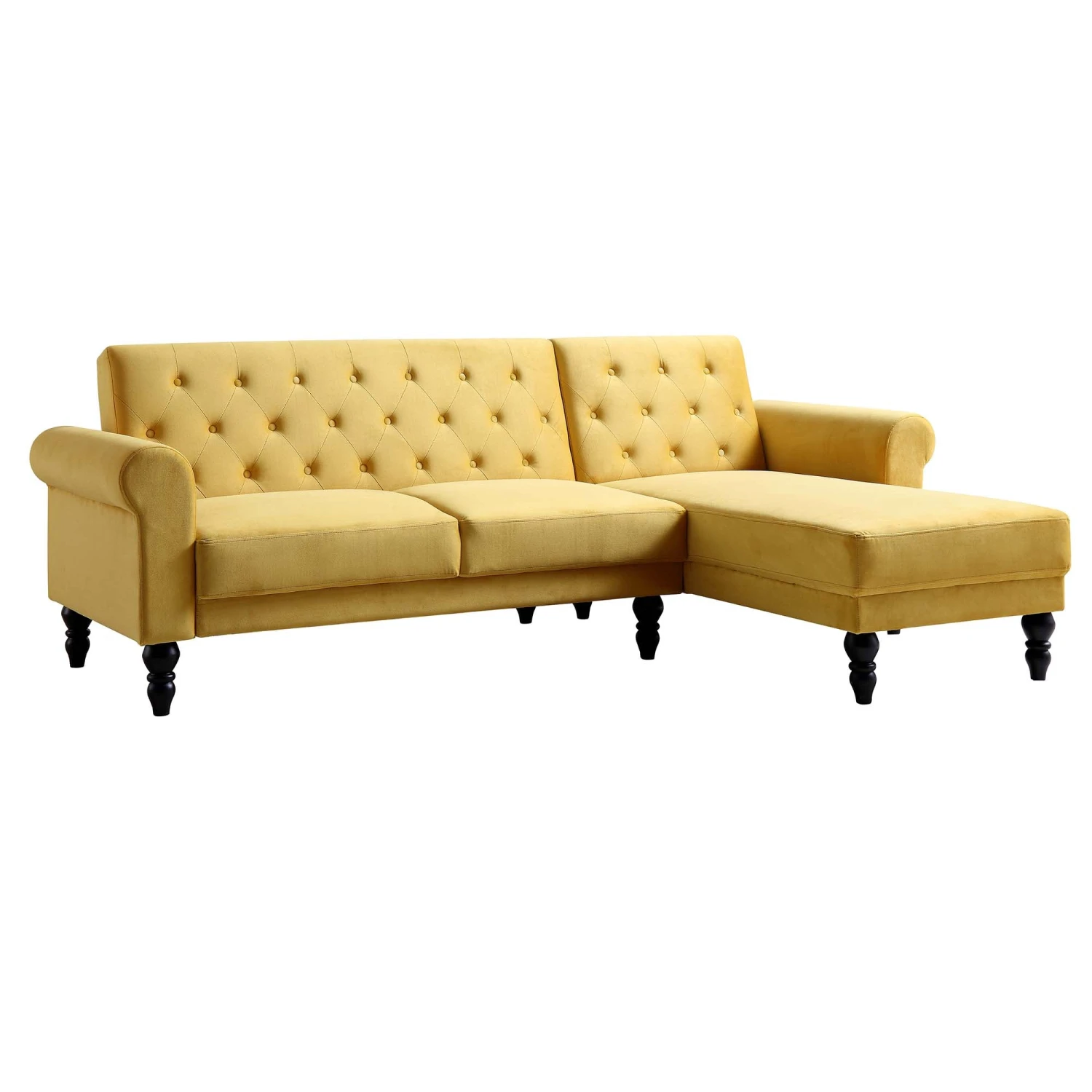 Hanney Chesterfield Chaise Sofabed In Mustard Yellow Velvet 15 Hanney Chesterfield Chaise Sofabed In Mustard Yellow Velvet - Image 13