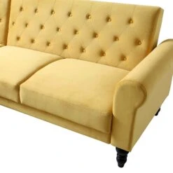 Hanney Chesterfield Chaise Sofabed In Mustard Yellow Velvet 34 Hanney Chesterfield Chaise Sofabed In Mustard Yellow Velvet -FINZ Furniture Shop AYSF 012 MUSTARD VEL detail1