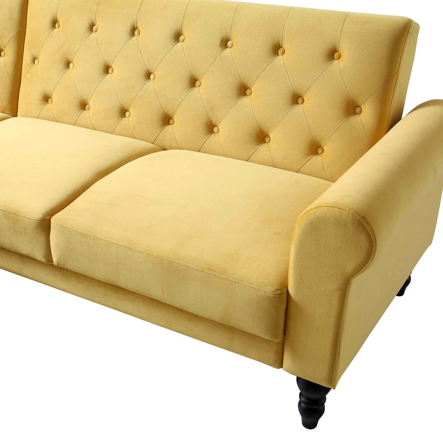 Hanney Chesterfield Chaise Sofabed In Mustard Yellow Velvet 17 Hanney Chesterfield Chaise Sofabed In Mustard Yellow Velvet - Image 15