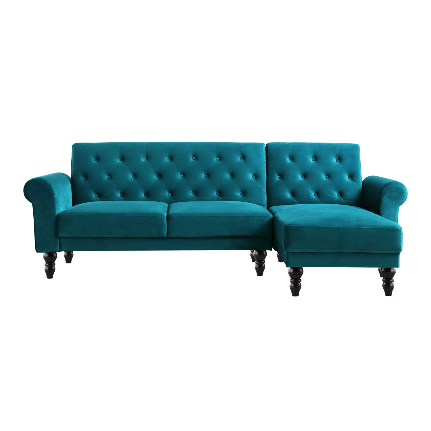 Hanney Chesterfield Chaise Sofabed In Teal Velvet 7 Hanney Chesterfield Chaise Sofabed In Teal Velvet - Image 5
