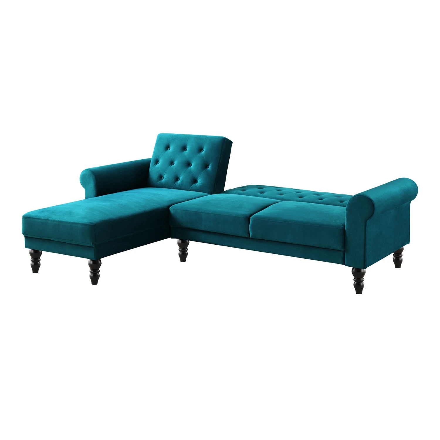 Hanney Chesterfield Chaise Sofabed In Teal Velvet 9 Hanney Chesterfield Chaise Sofabed In Teal Velvet - Image 7
