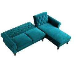 Hanney Chesterfield Chaise Sofabed In Teal Velvet 27 Hanney Chesterfield Chaise Sofabed In Teal Velvet -FINZ Furniture Shop AYSF 012 TEAL VEL WB4