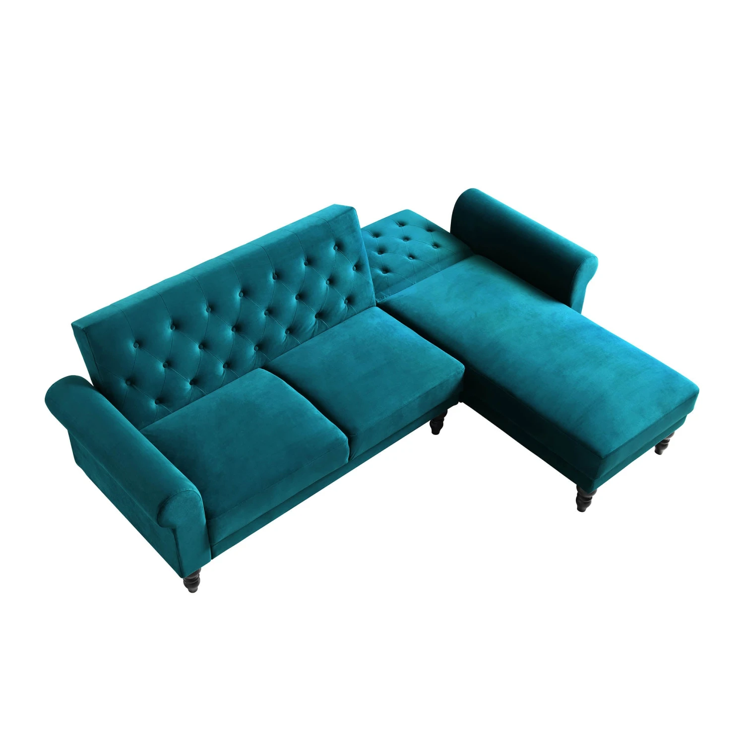 Hanney Chesterfield Chaise Sofabed In Teal Velvet 11 Hanney Chesterfield Chaise Sofabed In Teal Velvet - Image 9