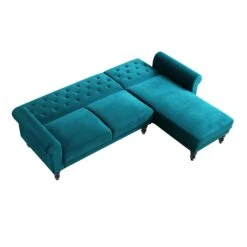 Hanney Chesterfield Chaise Sofabed In Teal Velvet 29 Hanney Chesterfield Chaise Sofabed In Teal Velvet -FINZ Furniture Shop AYSF 012 TEAL VEL WB6