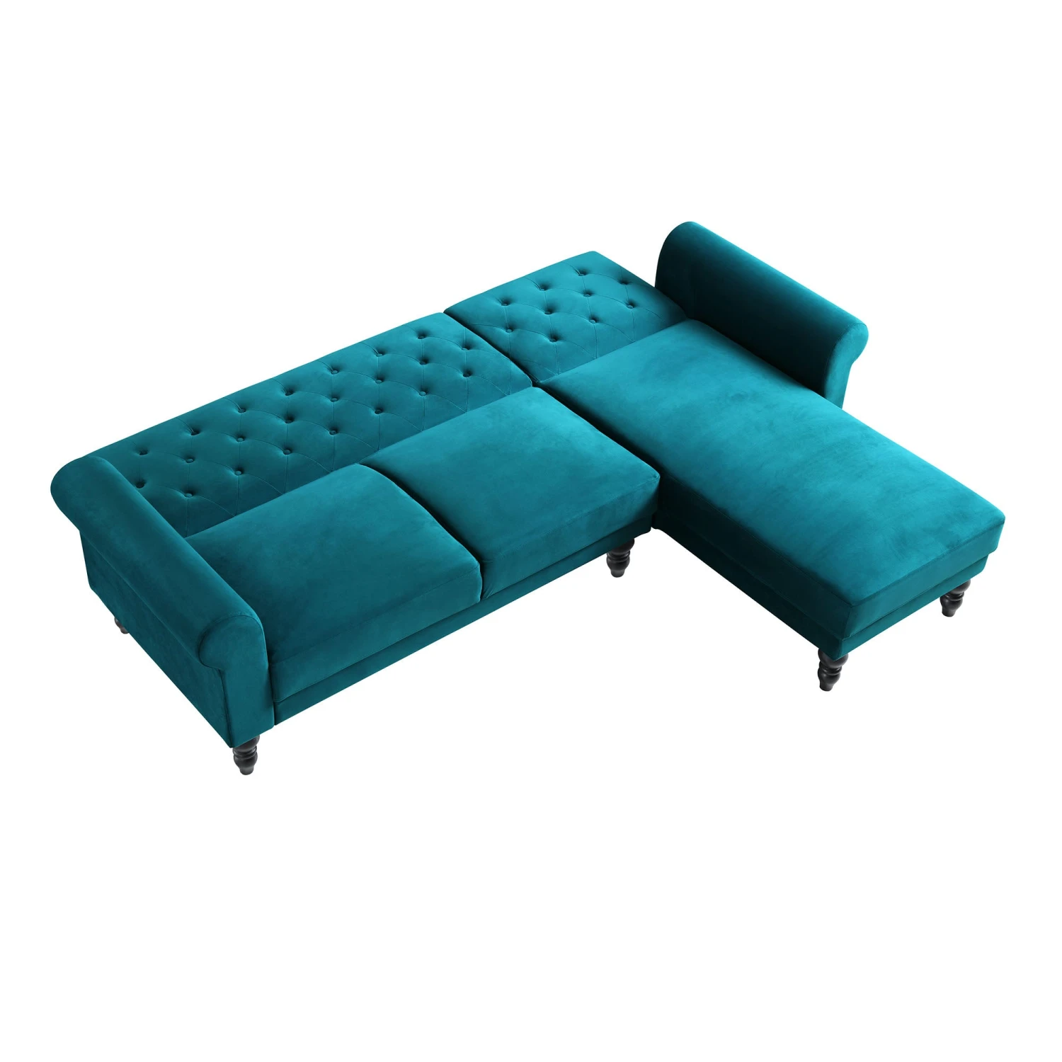 Hanney Chesterfield Chaise Sofabed In Teal Velvet 12 Hanney Chesterfield Chaise Sofabed In Teal Velvet - Image 10