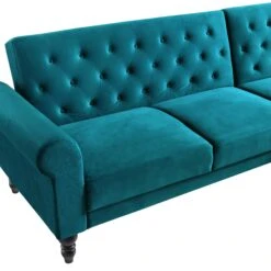 Hanney Chesterfield Chaise Sofabed In Teal Velvet 33 Hanney Chesterfield Chaise Sofabed In Teal Velvet -FINZ Furniture Shop AYSF 012 TEAL VEL detail1