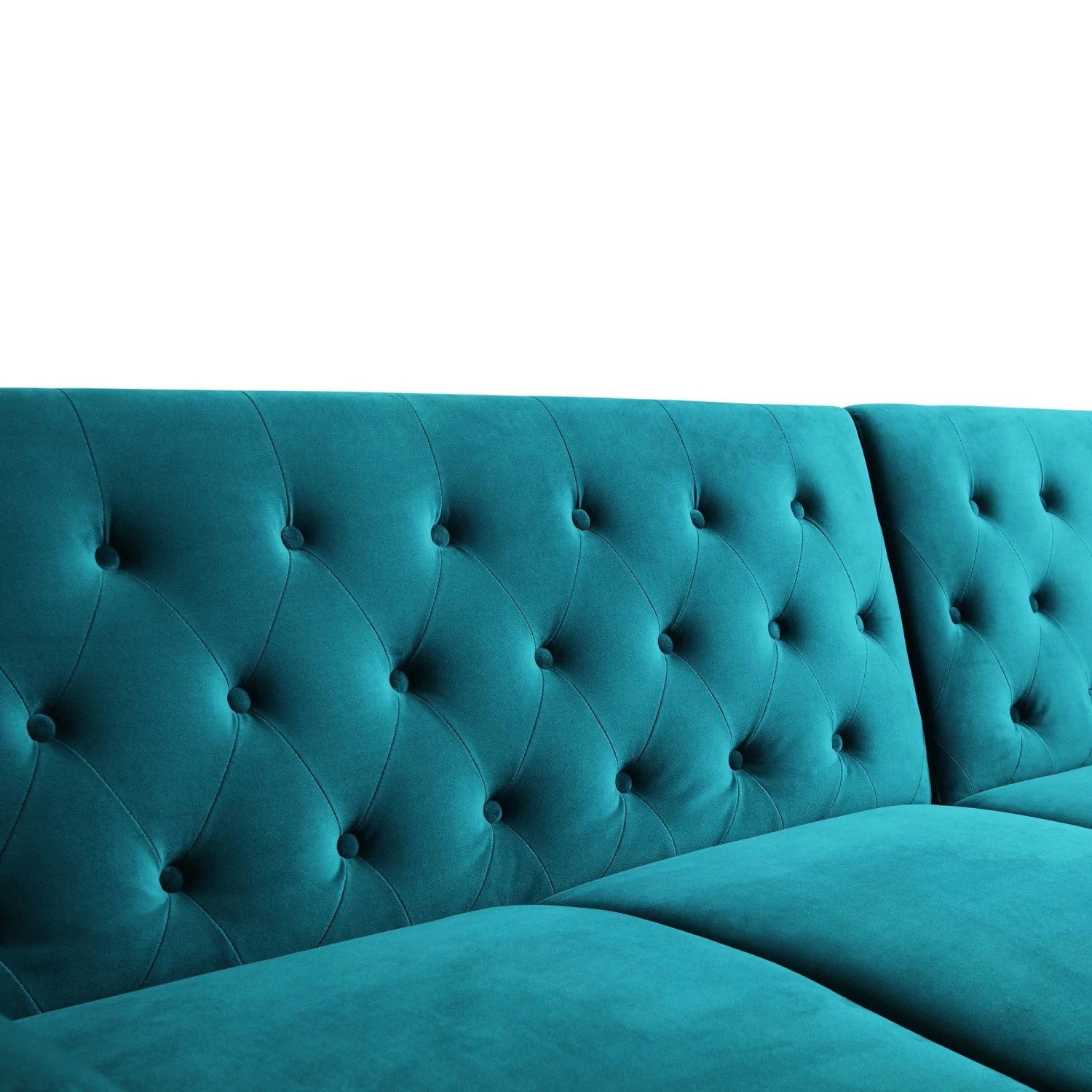 Hanney Chesterfield Chaise Sofabed In Teal Velvet 17 Hanney Chesterfield Chaise Sofabed In Teal Velvet - Image 15