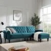 Hanney Chesterfield Chaise Sofabed In Teal Velvet 1 Hanney Chesterfield Chaise Sofabed In Teal Velvet -FINZ Furniture Shop AYSF 012 TEAL VEL main