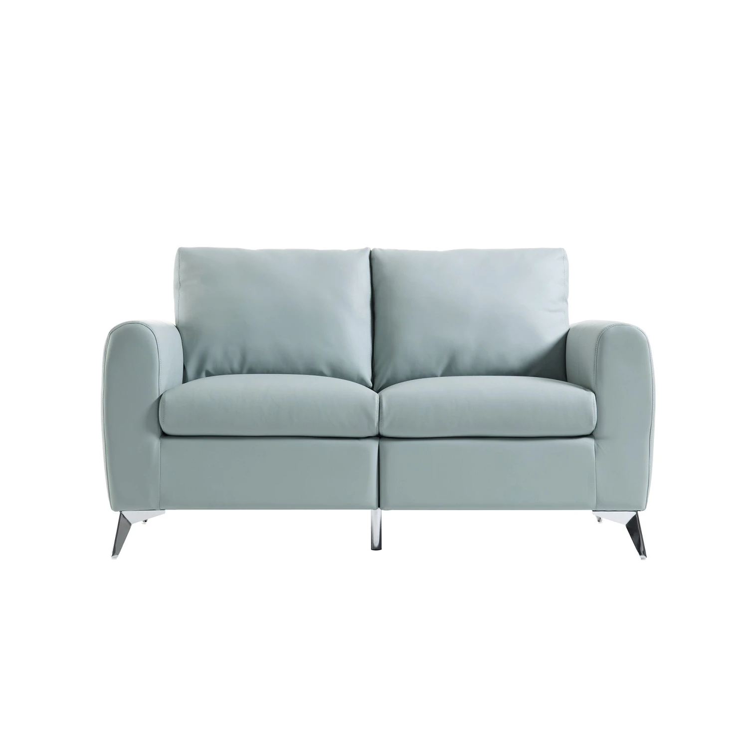 Noak 2-Seater Grey Faux Leather Sofa With Chrome Legs 5 Noak 2-Seater Grey Faux Leather Sofa With Chrome Legs - Image 3