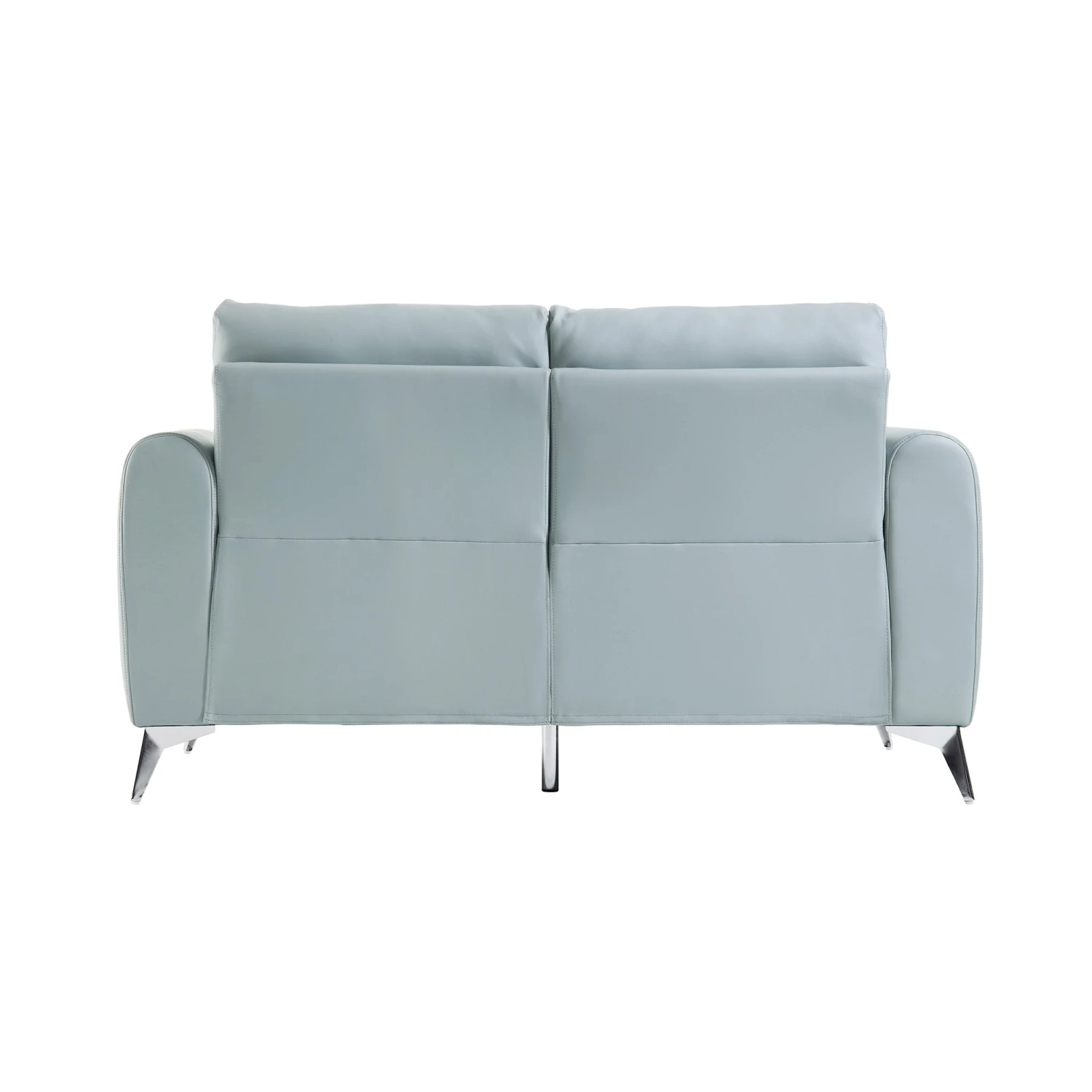 Noak 2-Seater Grey Faux Leather Sofa With Chrome Legs 10 Noak 2-Seater Grey Faux Leather Sofa With Chrome Legs - Image 8