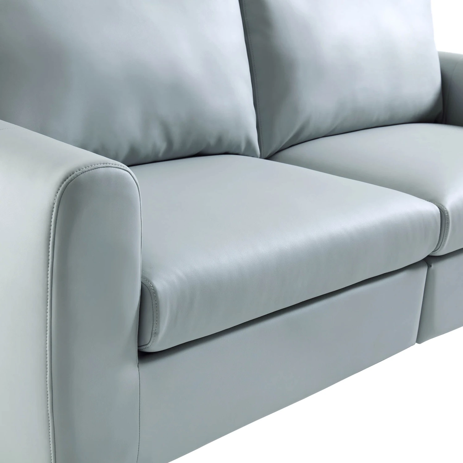 Noak 2-Seater Grey Faux Leather Sofa With Chrome Legs 13 Noak 2-Seater Grey Faux Leather Sofa With Chrome Legs - Image 11