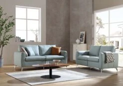 Noak 2-Seater Grey Faux Leather Sofa With Chrome Legs 28 Noak 2-Seater Grey Faux Leather Sofa With Chrome Legs -FINZ Furniture Shop AYSF 014 GREY PU setscene1