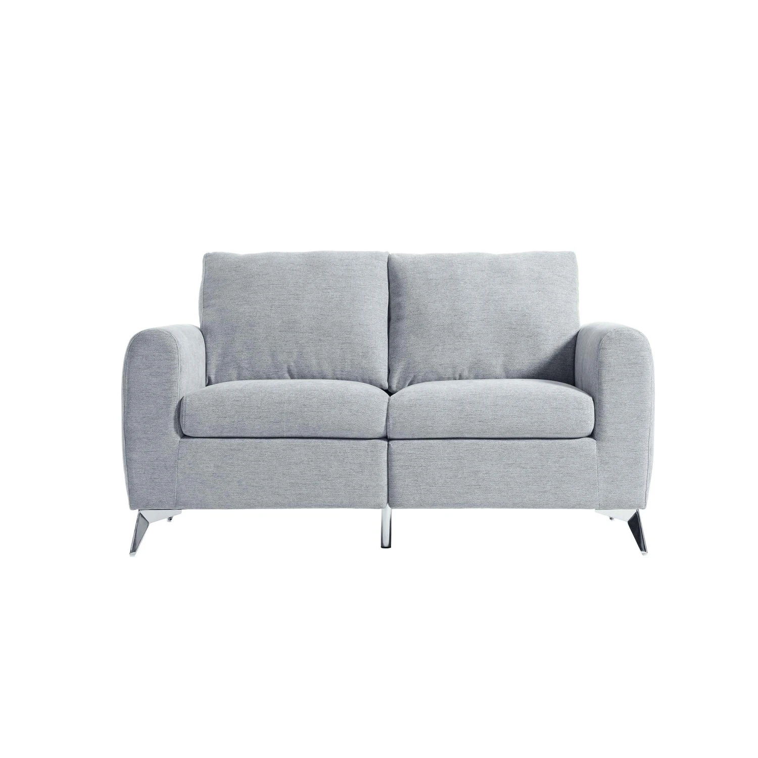 Noak 2-Seater Grey Woven Fabric Sofa With Chrome Legs 5 Noak 2-Seater Grey Woven Fabric Sofa With Chrome Legs - Image 3