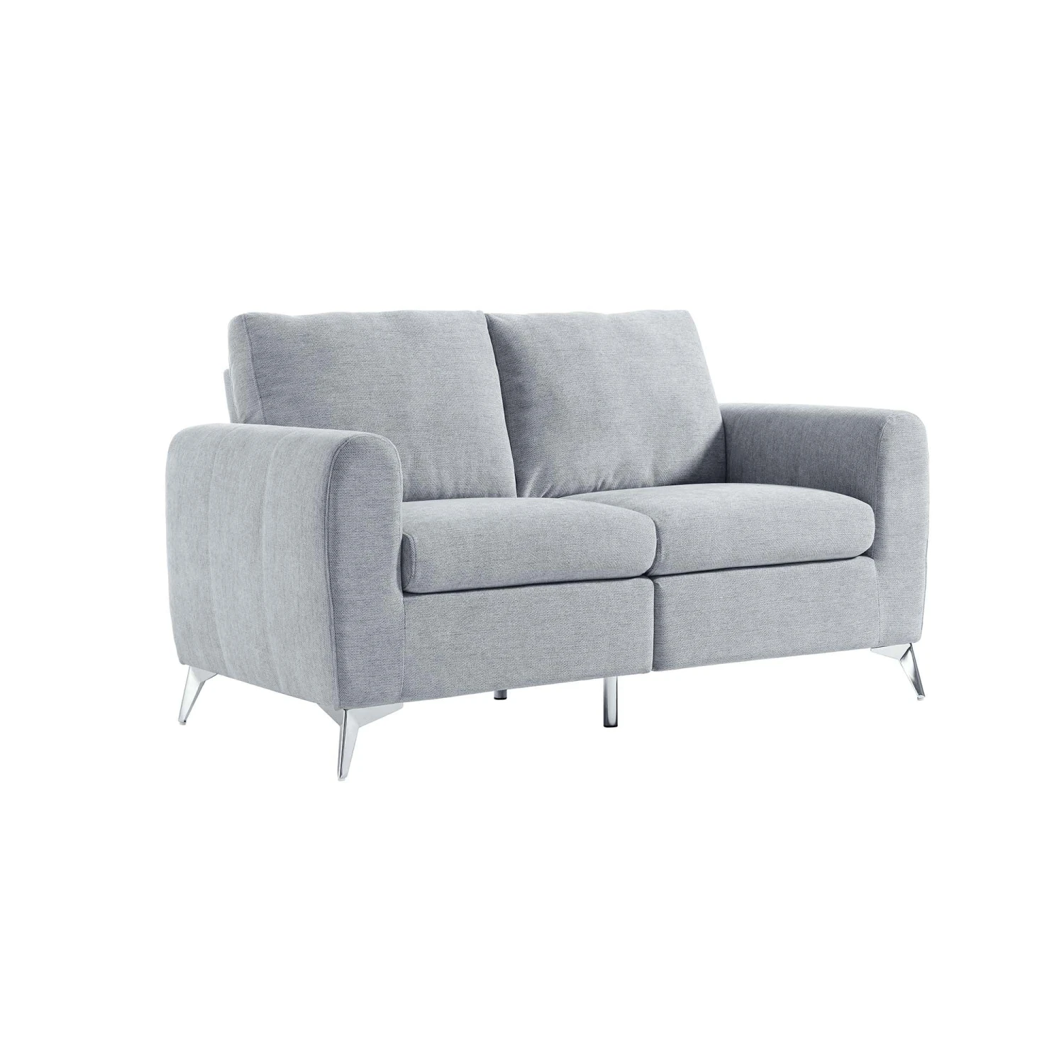 Noak 2-Seater Grey Woven Fabric Sofa With Chrome Legs 6 Noak 2-Seater Grey Woven Fabric Sofa With Chrome Legs - Image 4